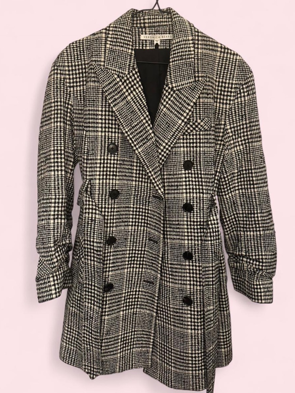Veronica Beard Black & White Plaid Double-Breasted Blazer Coat (Preloved)